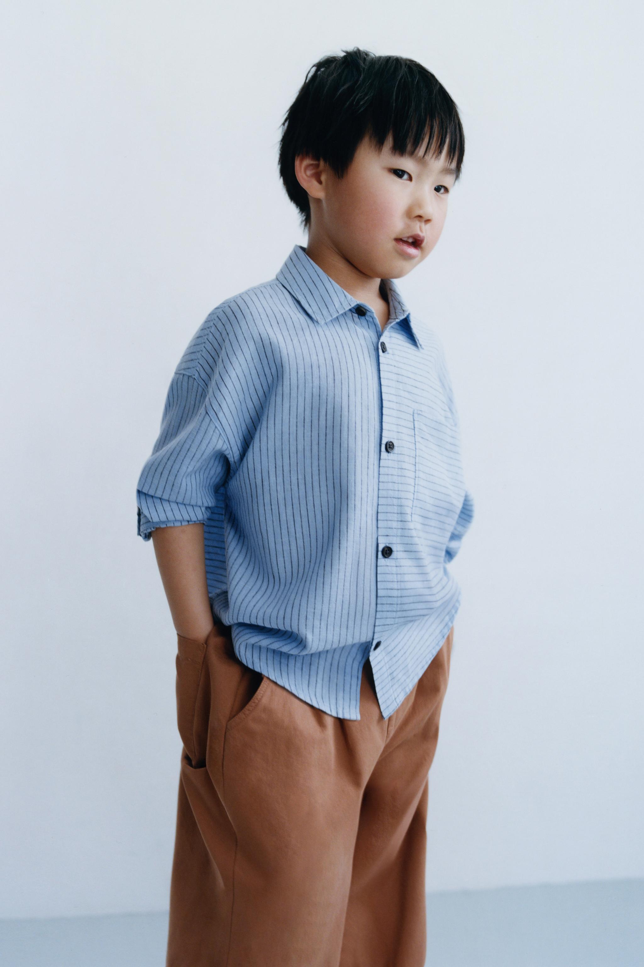 STRIPED COTTON LINEN SHIRT